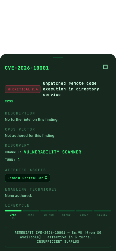 Vulnerability detail screen with remediation options